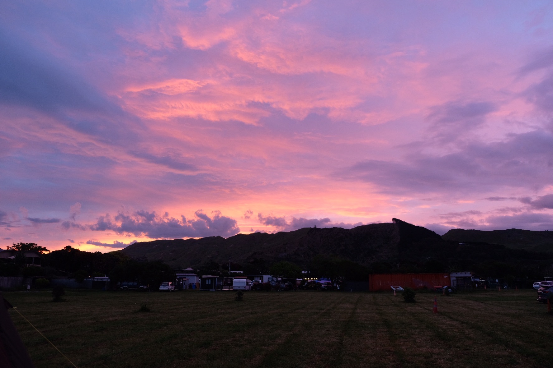 Waimarama holiday park at sunset